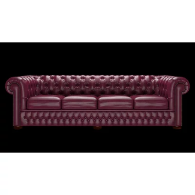 Chesterfield 4-személyes kanapé premium B bőrrel - Old English Burgundy színben