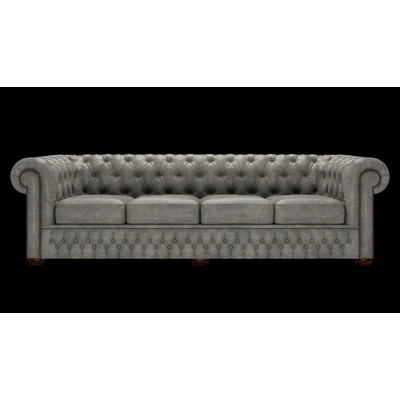 Chesterfield 4-személyes kanapé premium B bőrrel - Etna Grey színben