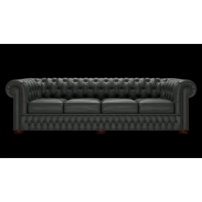 Chesterfield 4-személyes kanapé premium B bőrrel - Vele Charcoal Grey színben