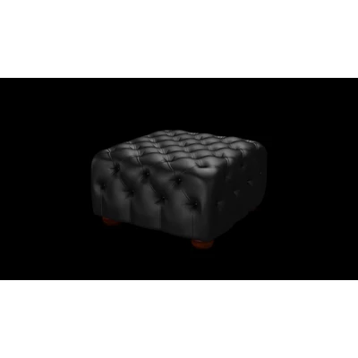 Cromwell Pouffe puff premium B bőrrel - Vele Black színben