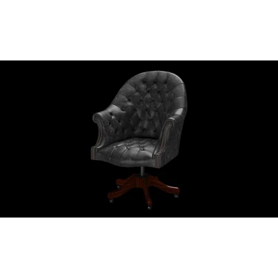 Director's Swivel Chair karfás forgószék premium B bőrrel - Etna Black színben