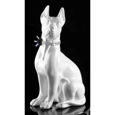 Small danish dog ceramic sculpture with original Swarovski collar black