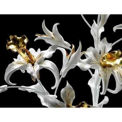 Tall ceramic vase with flower.