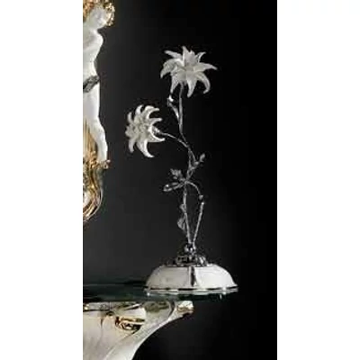 Kerámia lumetto 2 virággal - fehér, platina