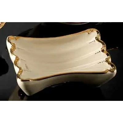 Ceramic ashtray. Color: cream color, gold