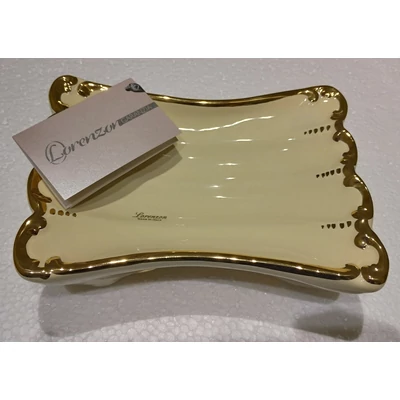 Kerámia hamutartó - krémszínű, arany