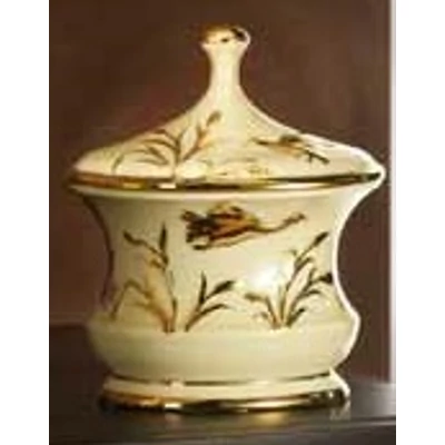 Ovális kerámia ékszerdoboz - krémszínű, arany