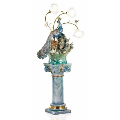 Ceramic fountain: peacock, with pedestal, with built-in lighting (3 pcs).