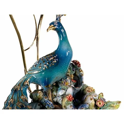 Ceramic fountain: small peacock, with pedestal, with built-in lighting (2 pcs).
