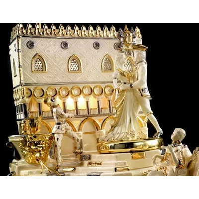 Large ceramic fountain: Velence, rotatable/movable, with built-in lighting (3 pcs), with pedestal.