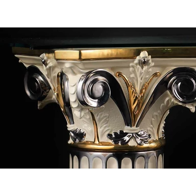 Ceramic console, with mirror (633). Color: cream color, gold, platinum