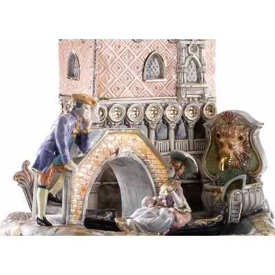 Ceramic fountain: Rialto of Venice with bridge, with pedestal number 628, with built-in lighting (2 pcs).
