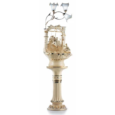 Ceramic fountain: large swing with couple, with pedestal, with built-in lighting (3 pcs).
