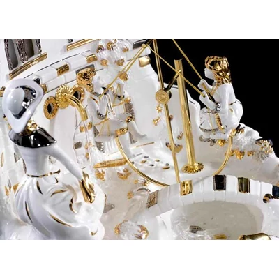Ceramic fountain: swing with two children, with pedestal, with built-in lighting (2 pcs).