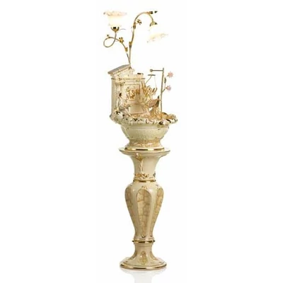 Ceramic fountain: swing with lady, with pedestal, with built-in lighting (2 pcs).
