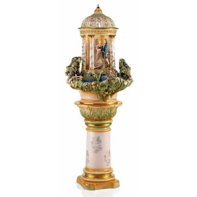 Ceramic fountain: Monet, rotatable/movable, with built-in lighting, with pedestal.