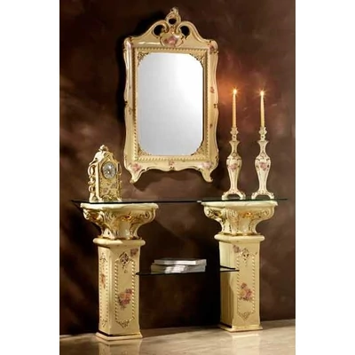 Ceramic console with two columns, with 2 glasses, with mirror (746).