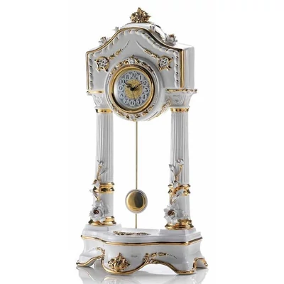 Ceramic pendulum clock with flower.