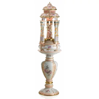 Small ceramic pavilion (tower) with pedestal, rotatable/movable, with built-in lighting (3 pcs).