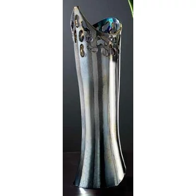 Asymmetrical ceramic decorative vase in red color