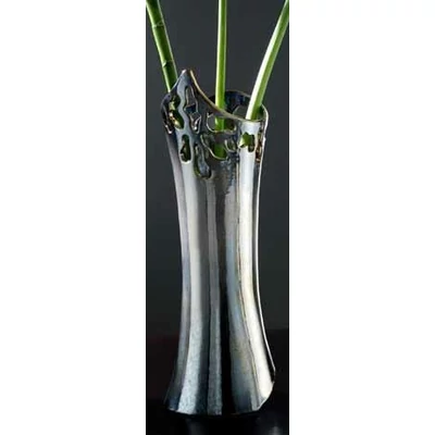 Asymmetrical ceramic decorative vase in red color