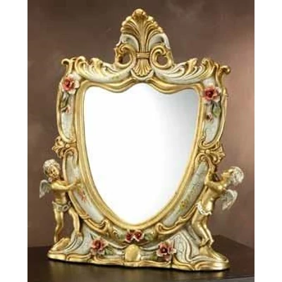 Ceramic table mirror with angels.