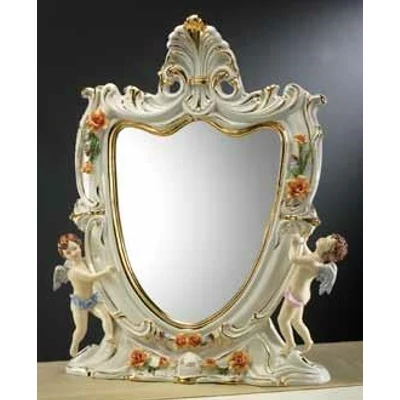 Ceramic table mirror with angels.