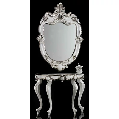 Ceramic console, with mirror with 2 angels with flower.