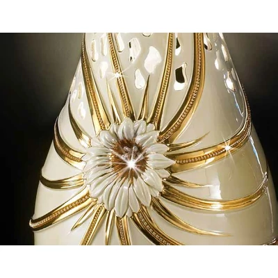 Large ceramic lamp, with original Swarovski crystals, with built-in lighting (3 pcs), with glass.