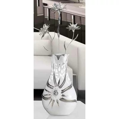 Medium size ceramic lamp, with original Swarovski crystals, with built-in lighting (3 pcs), with glass.
