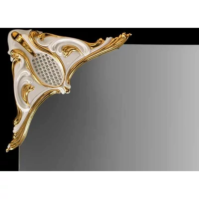 Angular ceramic mirror with 6 decorations. Color: white, gold.