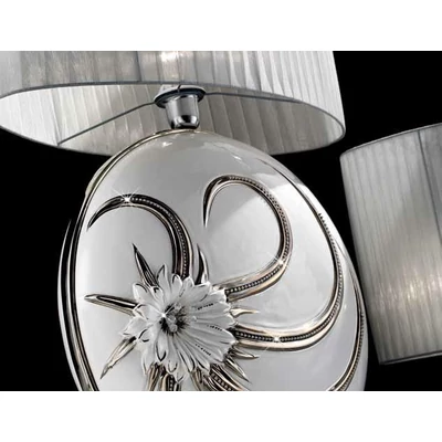 Large ceramic lamp, with original Swarovski crystals. Color: white, platinum