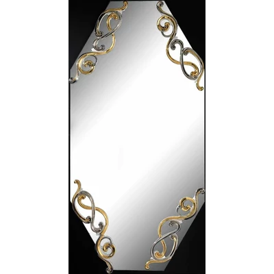 Octagonal ceramic mirror with 4 decorations, with original Swarovski crystals. Color: white, gold, platinum