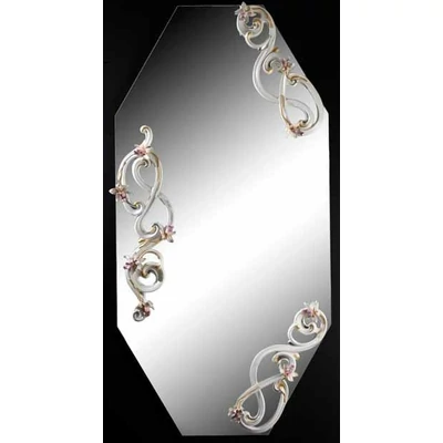 Nyolcszögletű kerámia tükör 3 díszítéssel - fehér, arany, platina