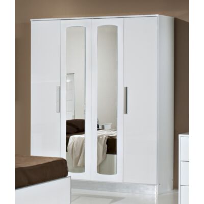 DI Nour 4-ajtós gardróbszekrény, 2 tükrös ajtóval - fehér