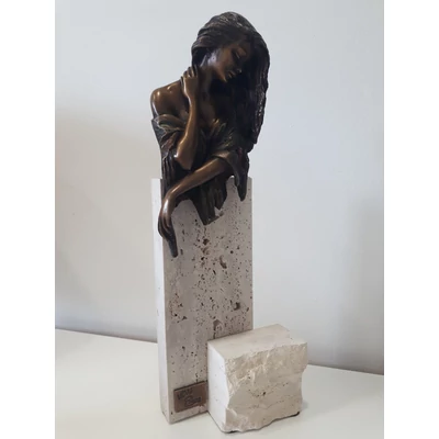 Sad lady bronze sculpture