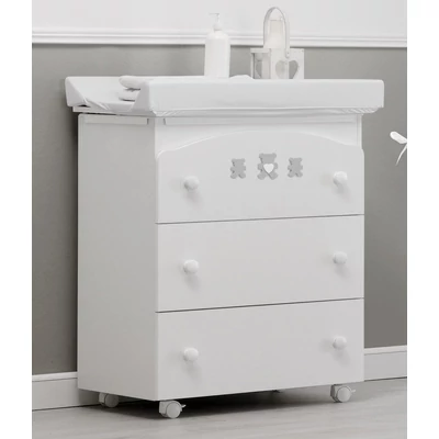 Molly chest of drawers with diaper changing and bathing kit, with 3 drawers - white-grey