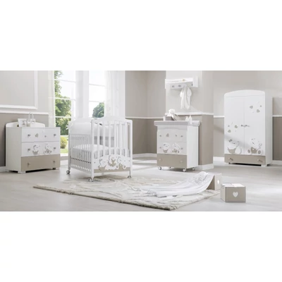 Mirtillo chest of drawers with diaper changing and bathing kit, with 3 drawers - white-sand color