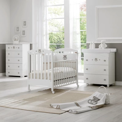 Charly chest of drawers with diaper changing and bathing kit, with 3 drawers - white-sand color