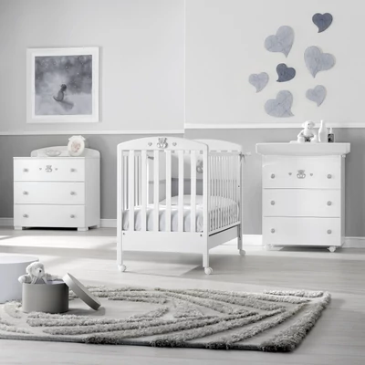 Charly crib - white-grey