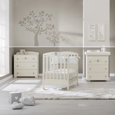 Charly chest of drawers with diaper changing and bathing kit, with 3 drawers - beige