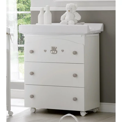 Charly chest of drawers with diaper changing and bathing kit, with 3 drawers - white-sand color