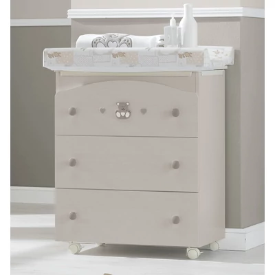 Charly chest of drawers with diaper changing and bathing kit, with 3 drawers - sand color