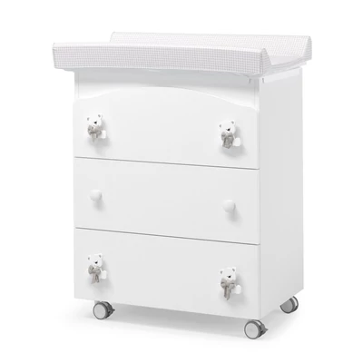 Tato chest of drawers with diaper changing and bathing kit, with 3 drawers - white-light blue