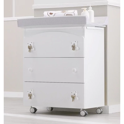 Tato chest of drawers with diaper changing and bathing kit, with 3 drawers - white-sand color