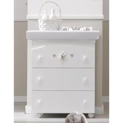 Tato chest of drawers with diaper changing and bathing kit, with 3 drawers - white-pink