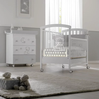 Stella 3-fiókos komód pelenkázó és fürdető szettel - fehér-szürke
