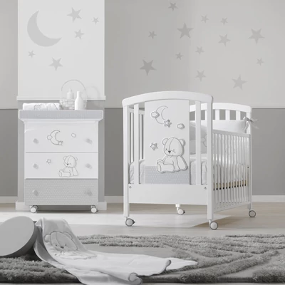 Stella chest of drawers with diaper changing and bathing kit, with 3 drawers - white-grey