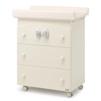 Lilli chest of drawers with diaper changing and bathing kit, with 3 drawers - white