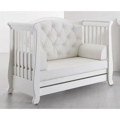 Soft babaágy műbőr gombokkal - fehér